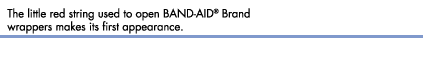 The little red string used to open BAND-AID&reg; Brand wrappers makes its first appearance.